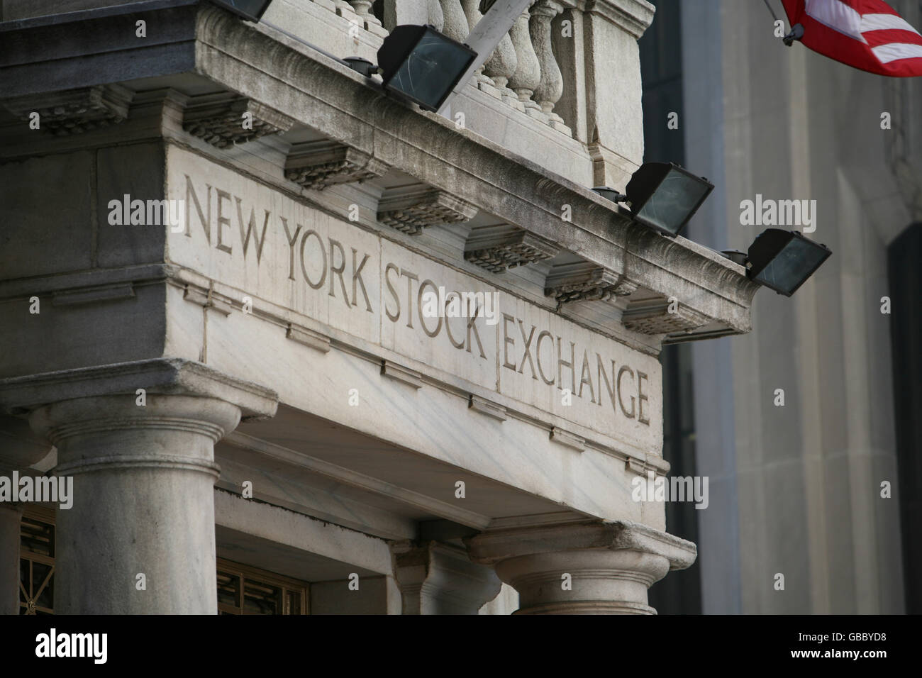 Stock de voyage - États-Unis d'Amérique - New York.L'entrée de la Bourse de New York à Wall Street. Banque D'Images