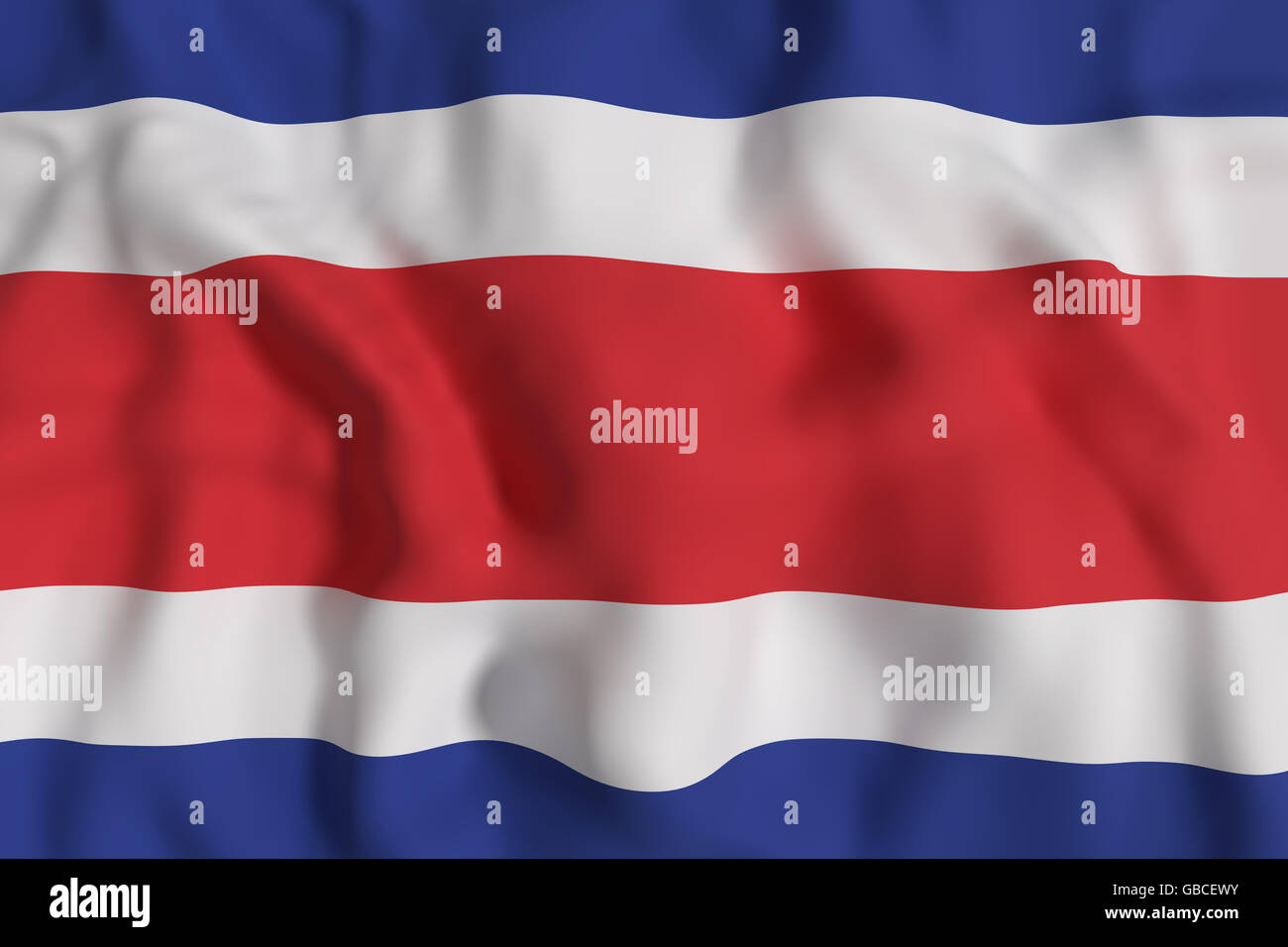 Le rendu 3D de la République du Costa Rica flag waving Banque D'Images