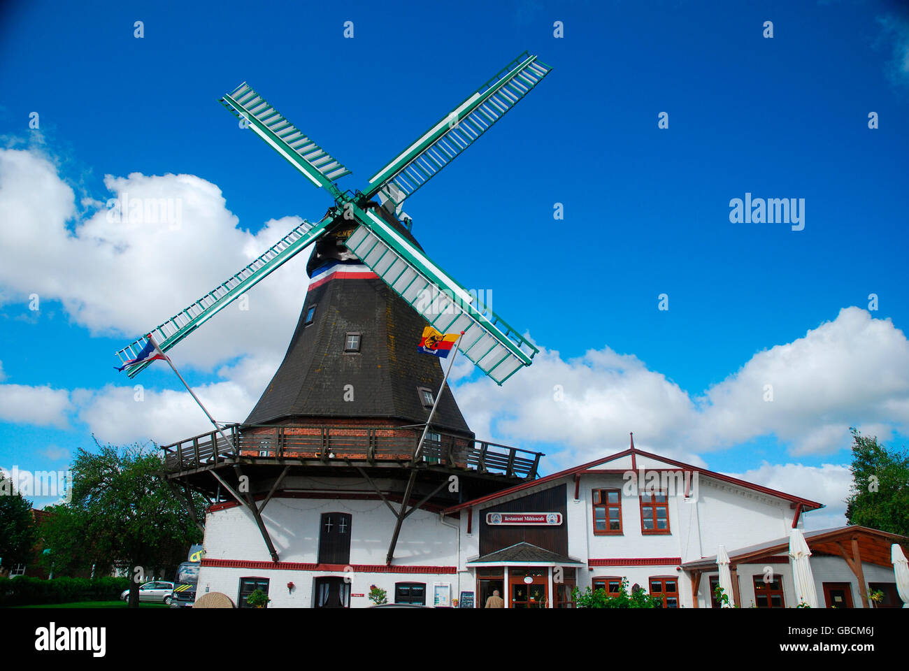 Windmuehle, historisch, Nordstrand, Nordfriesland, Schleswig-Holstein, Allemagne Banque D'Images