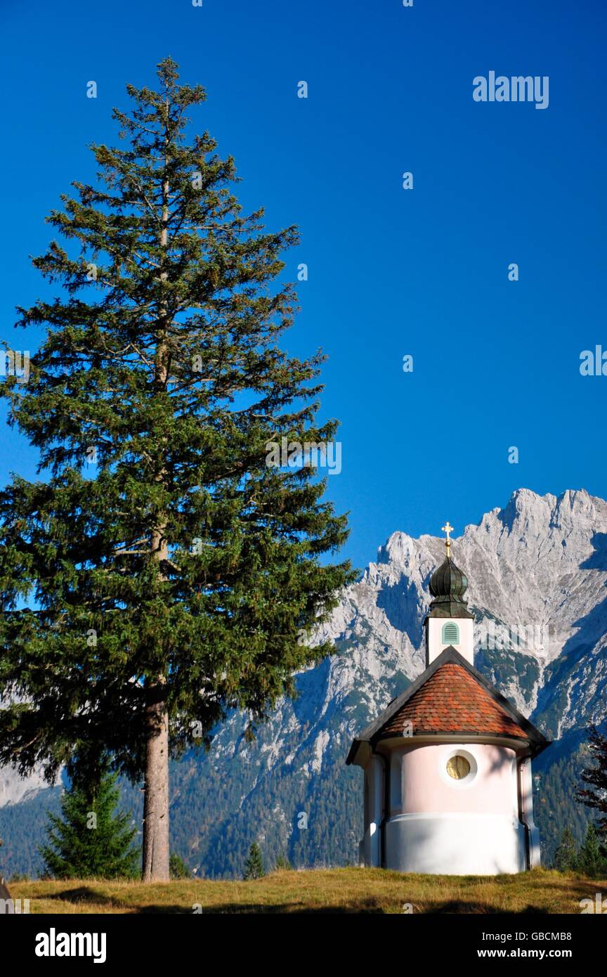 Kapelle, Oberbayern, Isartal, Mittenwald, Lautersee, Karwendelgebirge, Maria Koenigin Banque D'Images