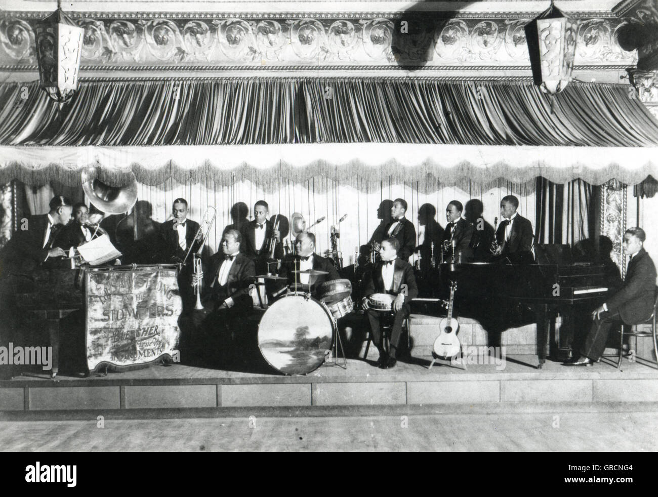 Louis Armstrong et ses Stompers au Sunset Cafe. Banque D'Images