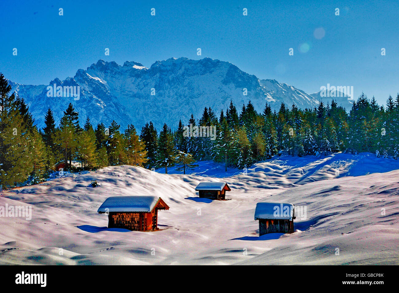 Montagnes du Karwendel, vallée de l'Isar, Mittenwald, Upper Bavaria, Bavaria, Germany Banque D'Images