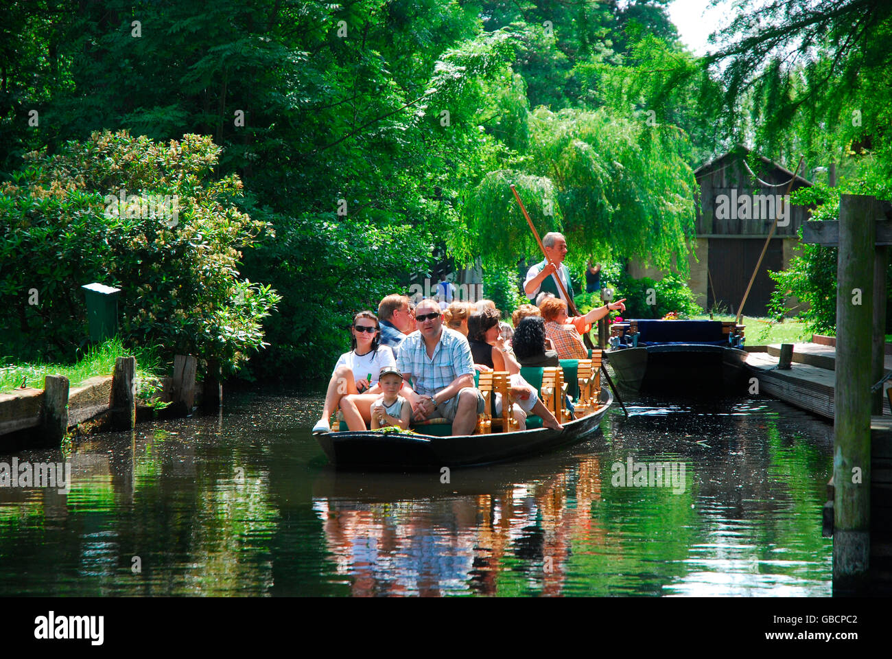 Excursion en bateau, Lusace, forêt de la Spree, Brandebourg, Allemagne Banque D'Images