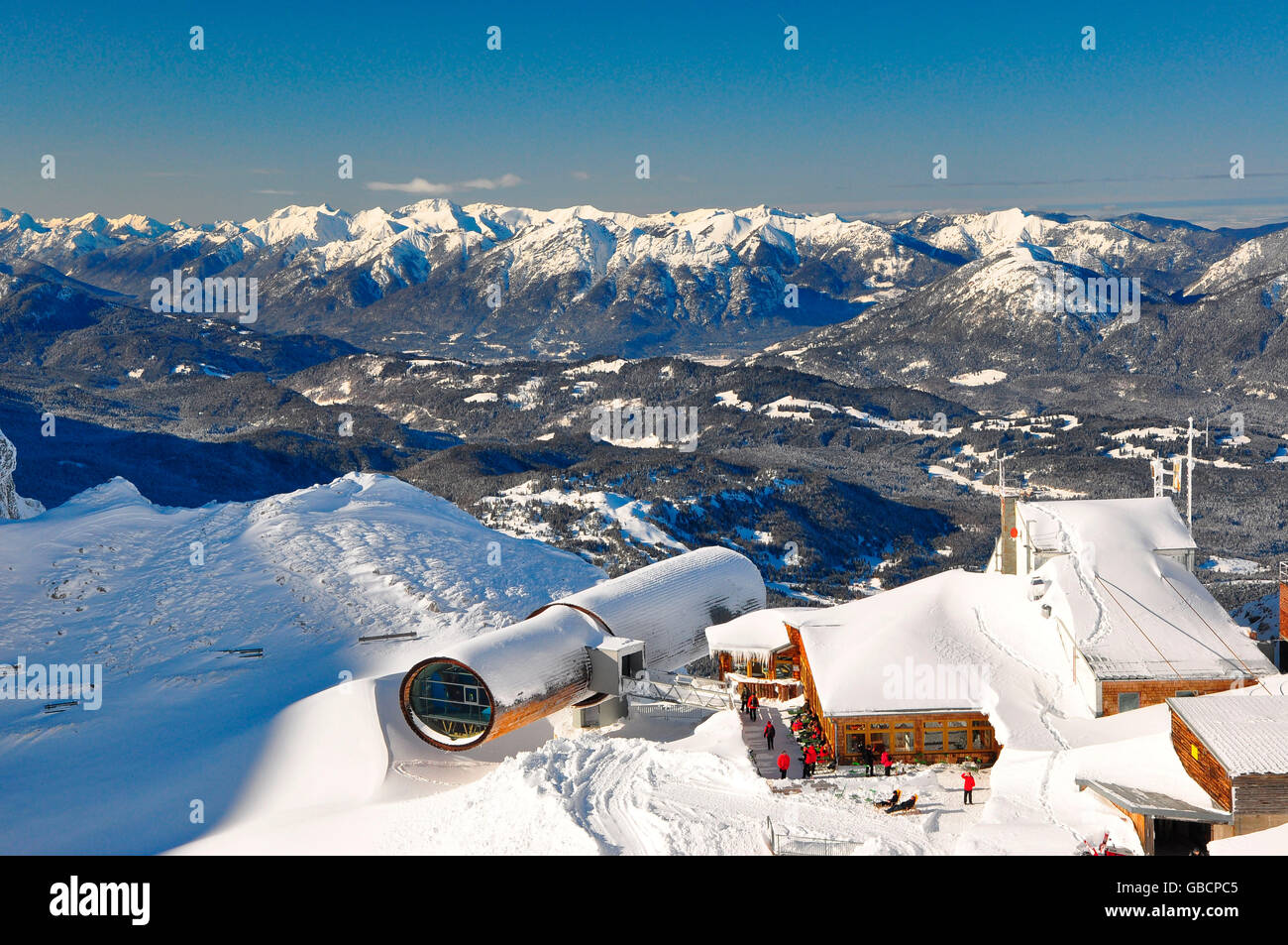 Summit station, auberge de montagne, Alpes, vallée de l'Isar, pic du Karwendel, Mittenwald, Upper Bavaria, Bavaria, Germany Banque D'Images
