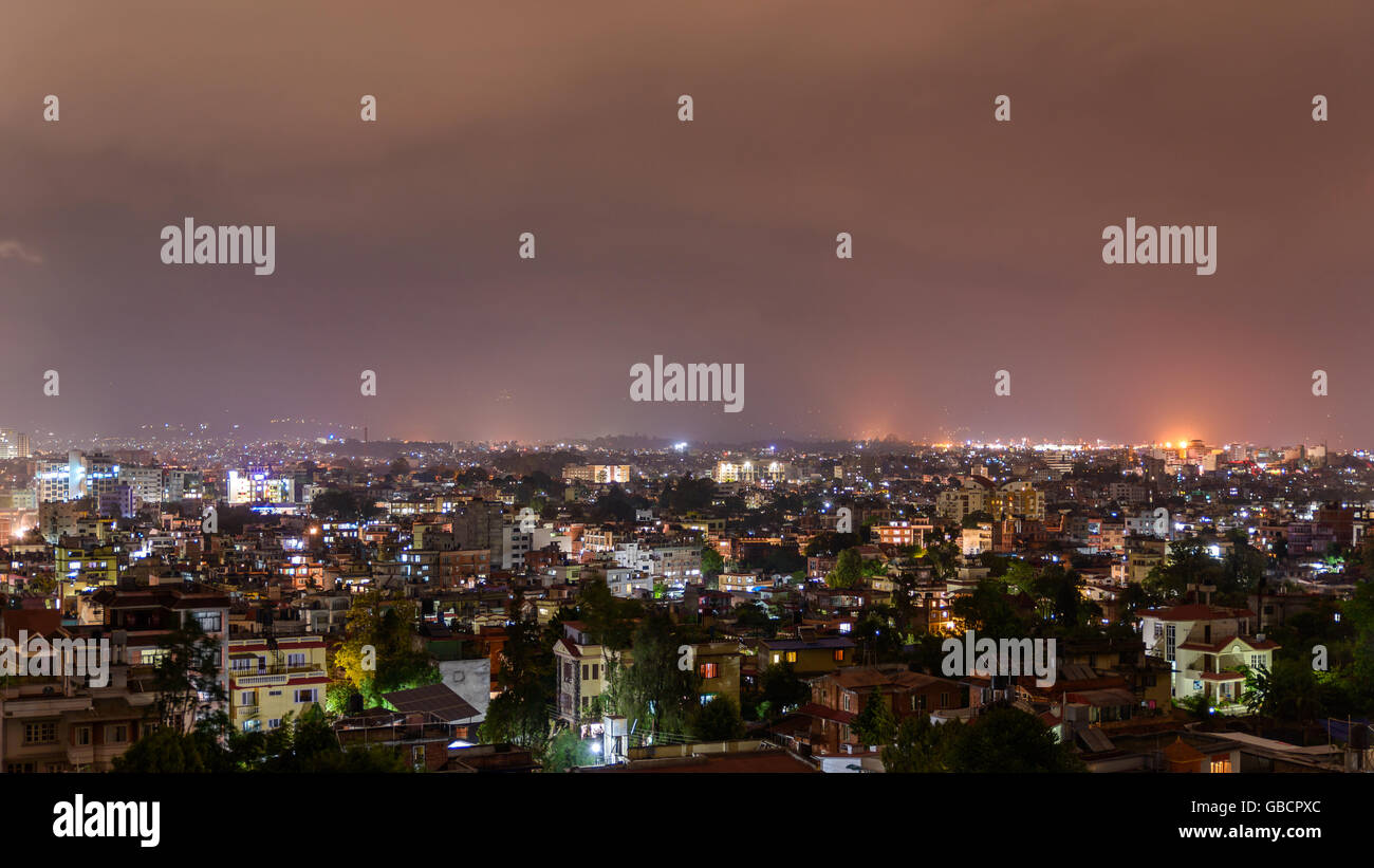 Patan et Katmandou ville la nuit au Népal Banque D'Images