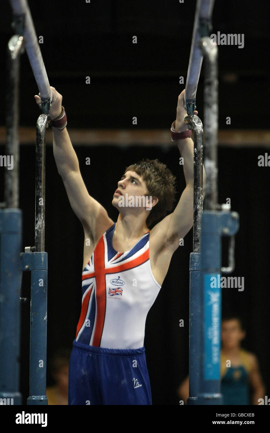 Max Whitlock en action pendant la gymnastique artistique au Festival olympique de la jeunesse australienne, Parc olympique Syndney, 16-01-09 Banque D'Images