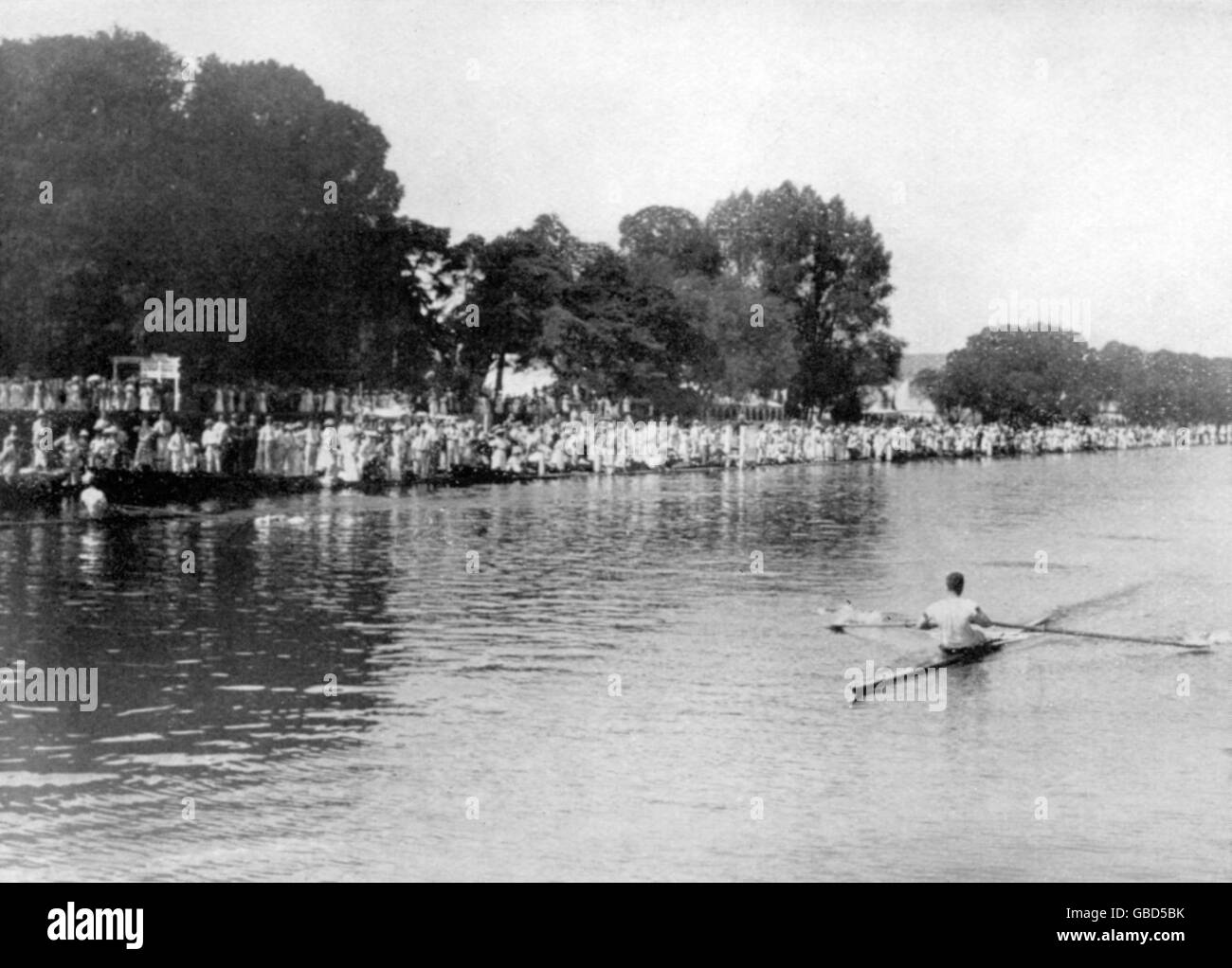 Sport - Jeux Olympiques - Rowing - Sculls - Henley - 1908.Harry Blackstaffe (Royaume-Uni) remporte l'or dans les Sculls à Henley. Banque D'Images