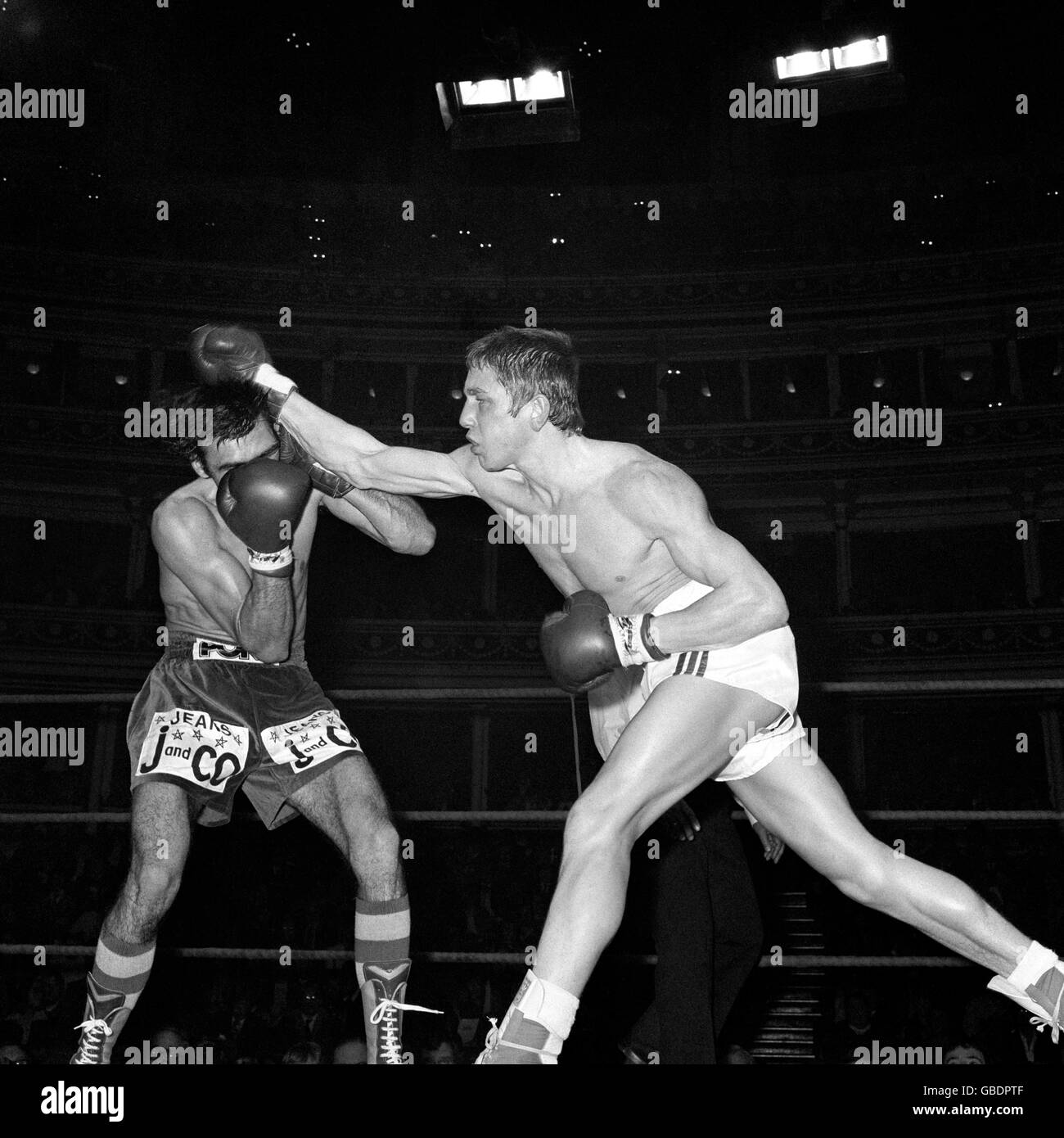 Championnat de boxe - Light-Welterweight - David "garçon" Green v Jean-Baptiste Piedvache - Londres - 1976 Banque D'Images