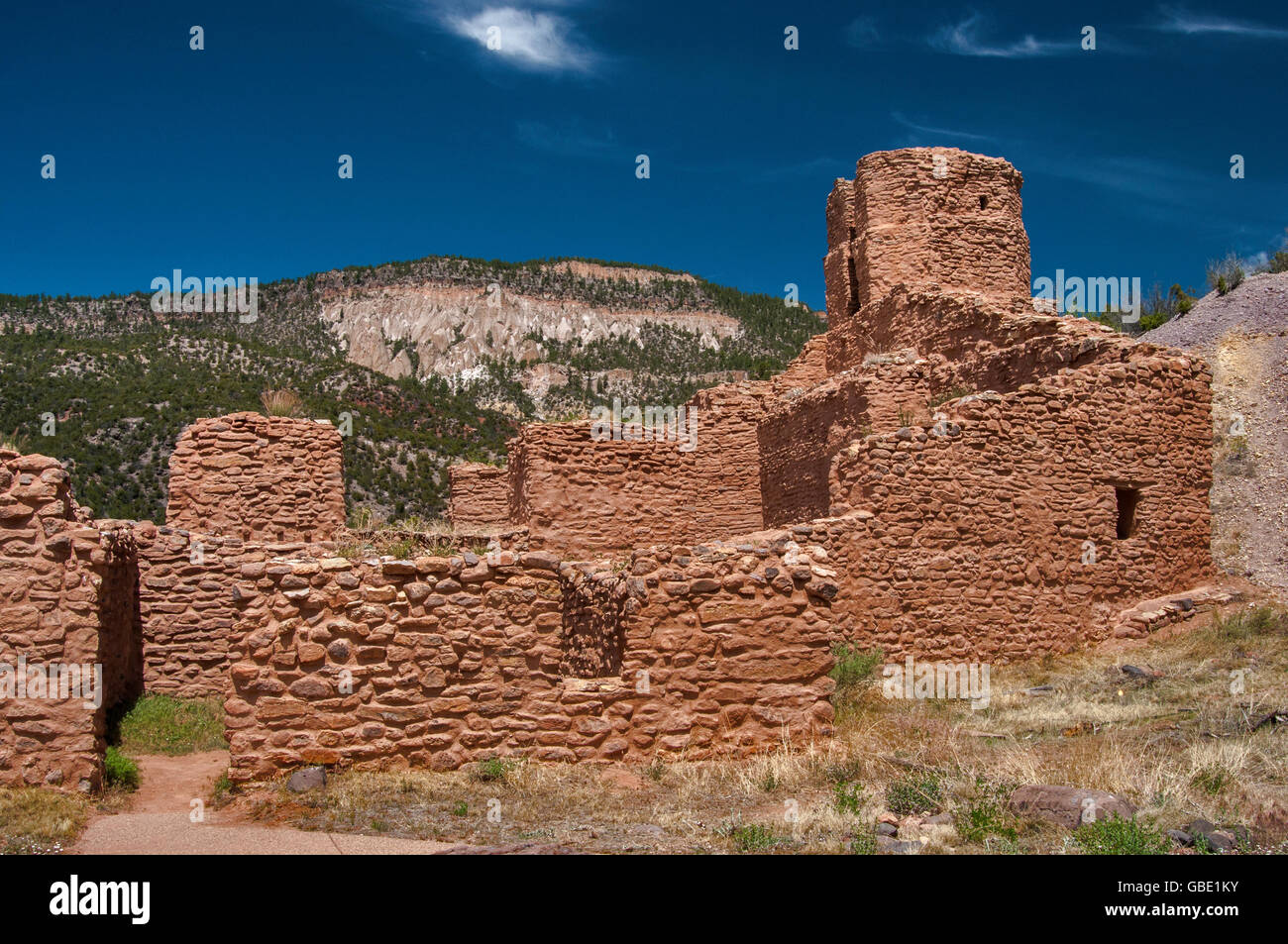 Ruines de San Jose de los Jemez Église et couvent, Jemez State Monument, Jemez Springs, New Mexico, USA Banque D'Images