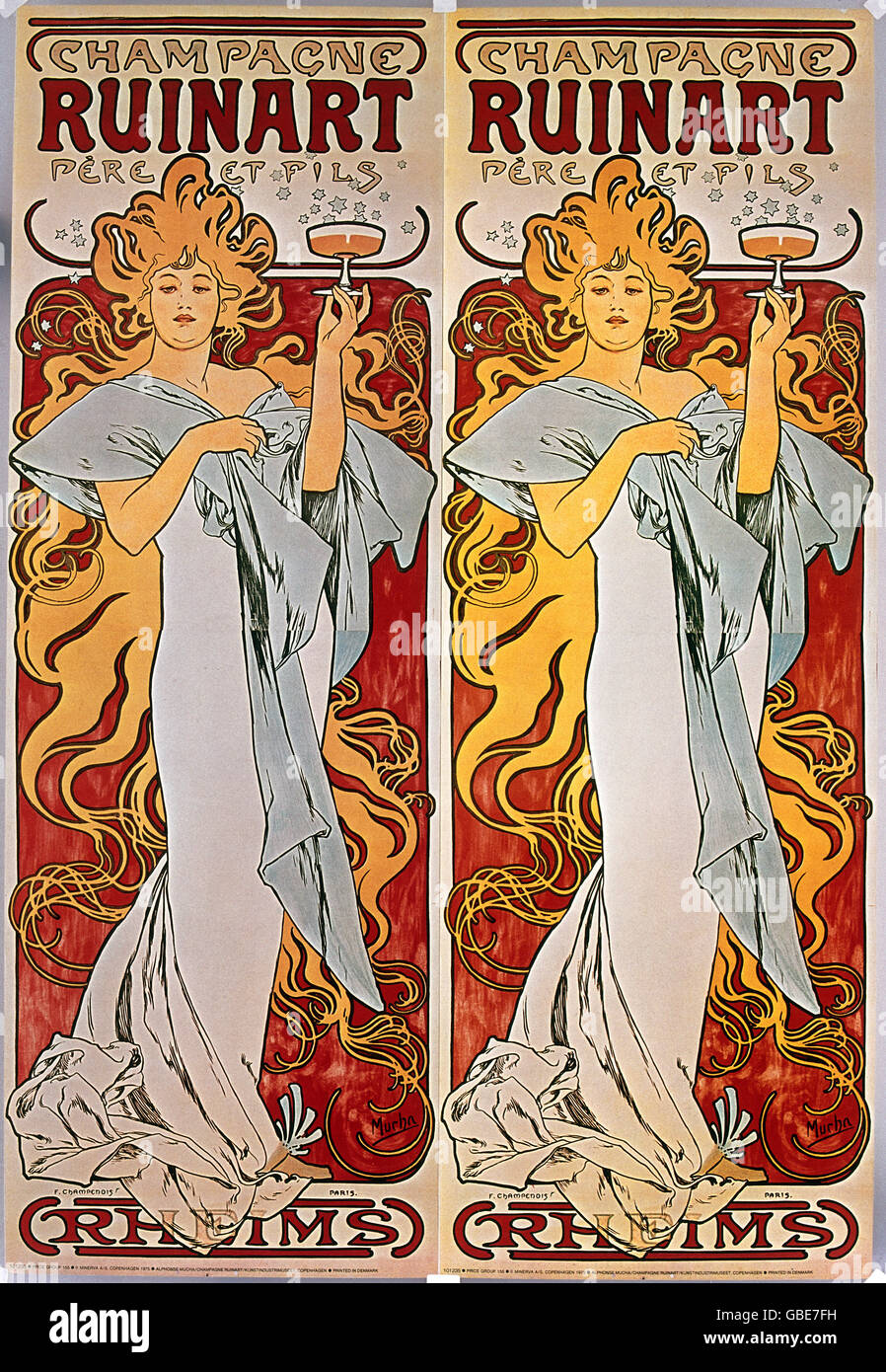 Champagne Ruinart, publicité par Alfons Mucha, vers 1900 Banque D'Images