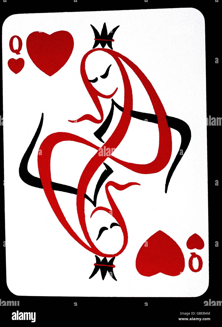 Jeux, jeu de cartes, carte française, reine des coeurs, 1957, droits additionnels-Clearences-non disponible Banque D'Images