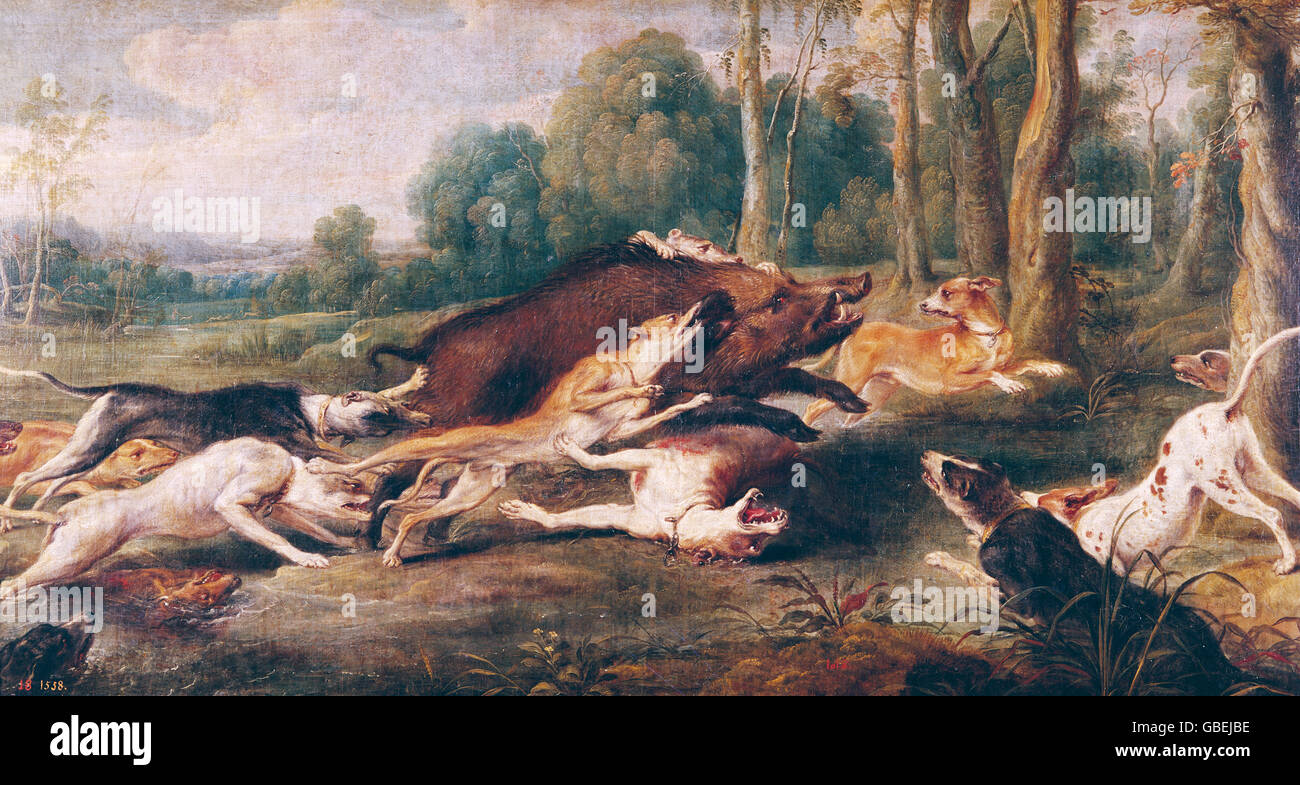 Beaux-arts, Snijders (Snyders), Frans (1579 - 1657), peinture, 'chasse à courre' Sanglier, Prado, Madrid, Banque D'Images