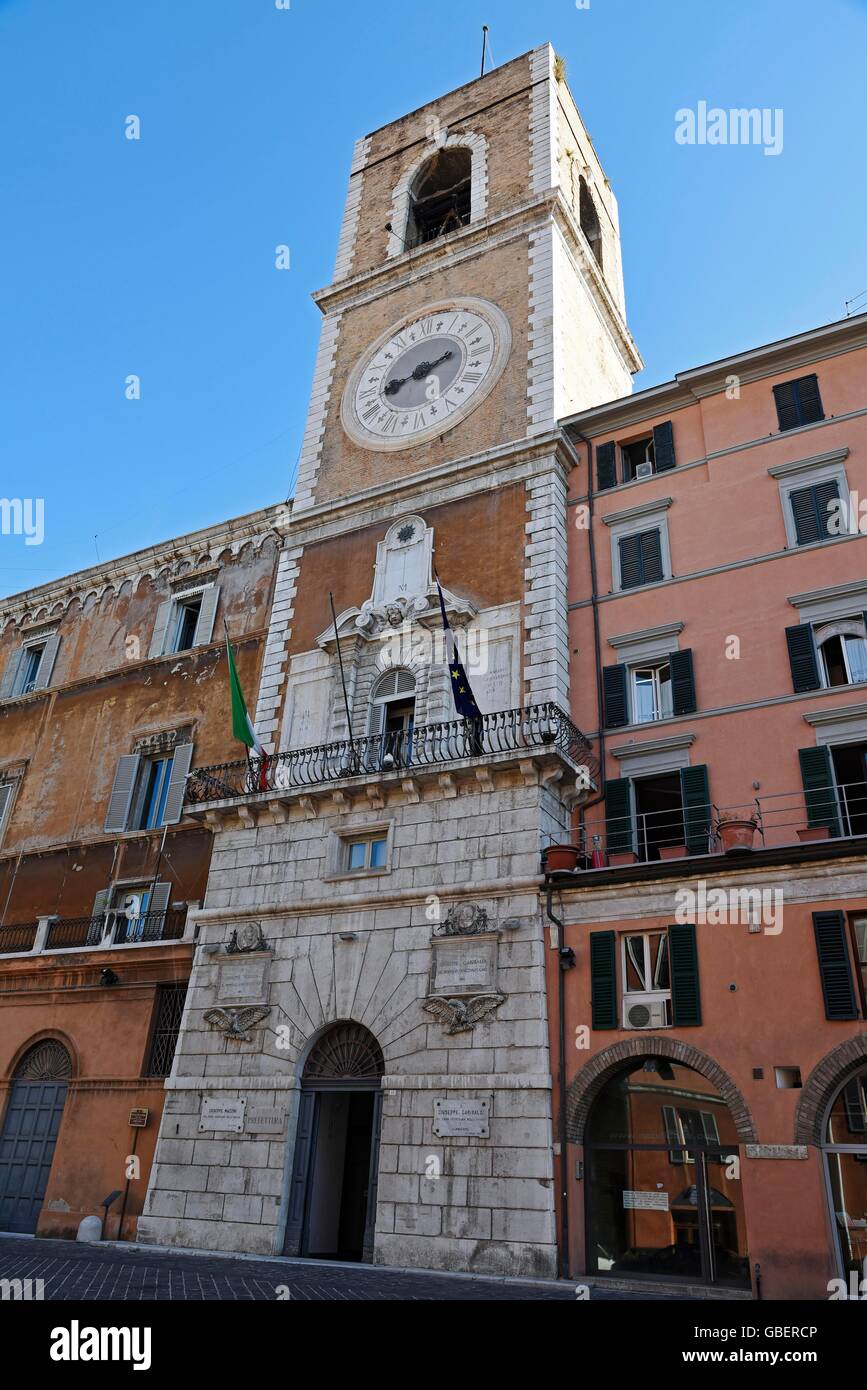 Torre Civica, tour de l'horloge, tour, de la Piazza del Plebiscito, carré, Ancône, Marches, Italie Banque D'Images