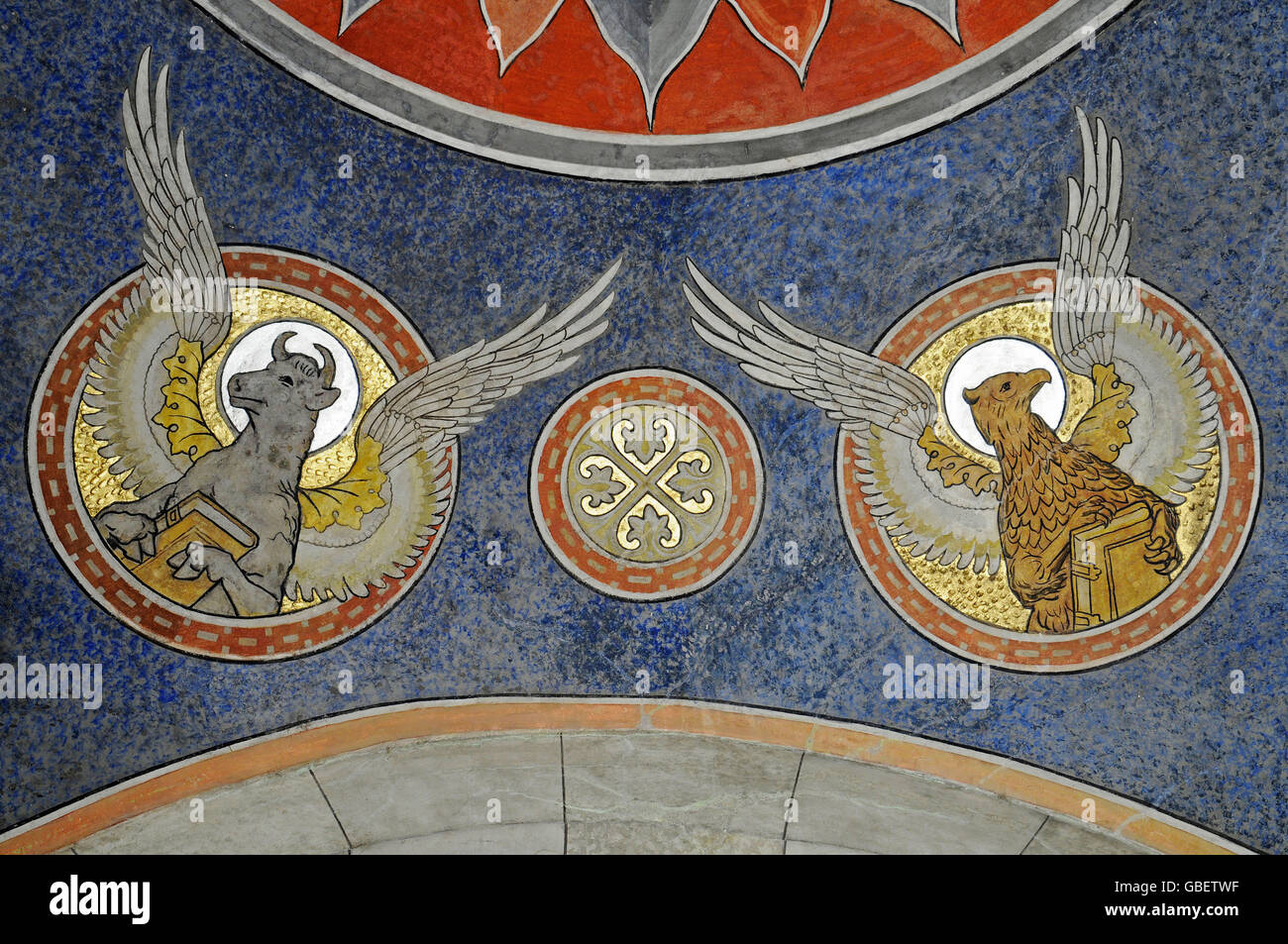 La peinture de plafond, l'Antim monastère, église, Bucarest, Roumanie Banque D'Images
