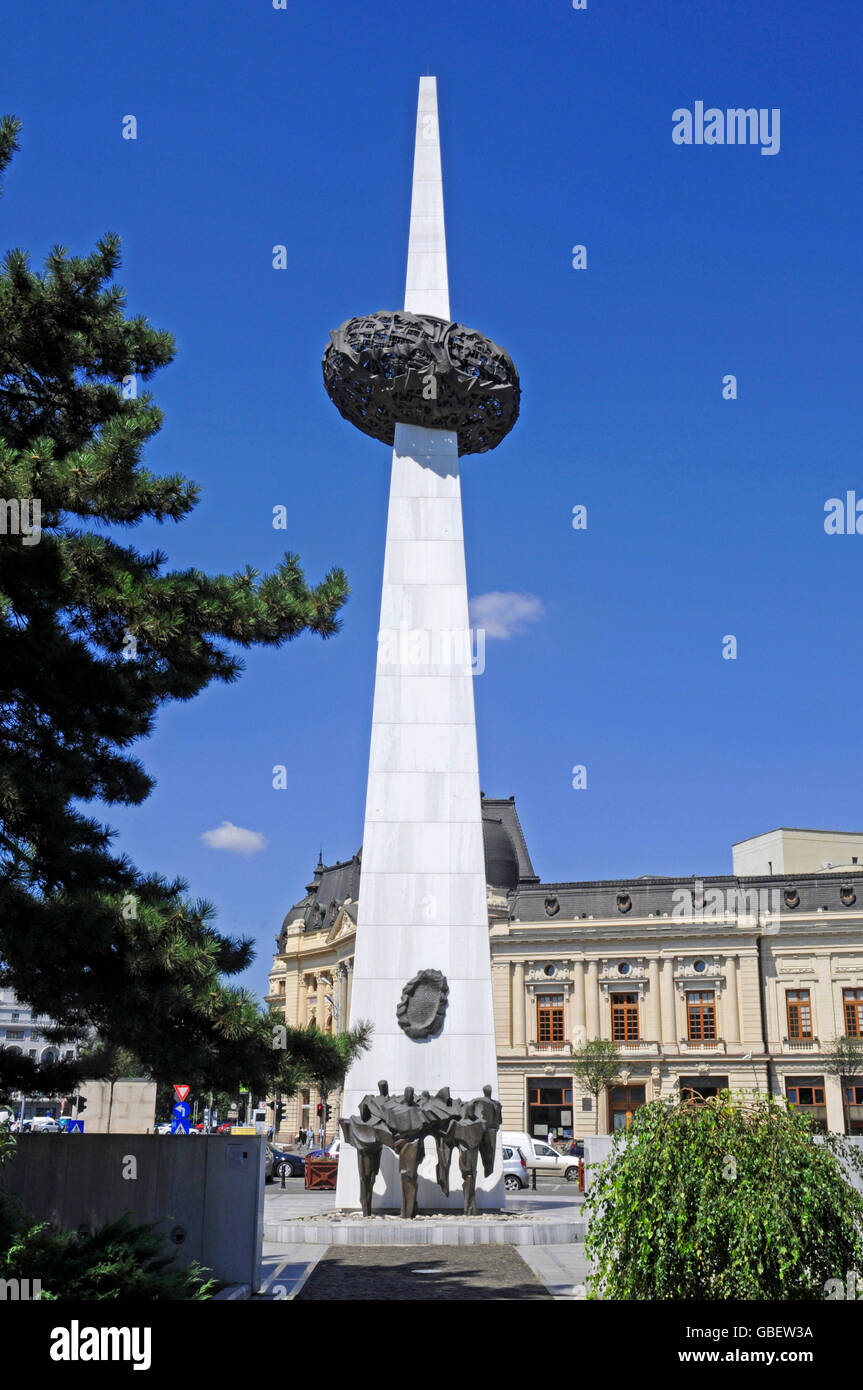 Monument, Place de la Révolution, Bucarest, Roumanie Banque D'Images