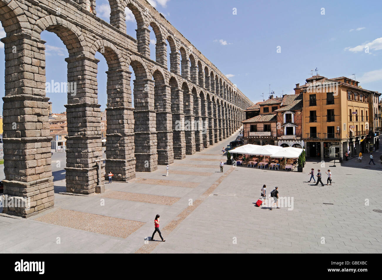 Aqueduc romain, Segovia, Castilla y León, Espagne Banque D'Images