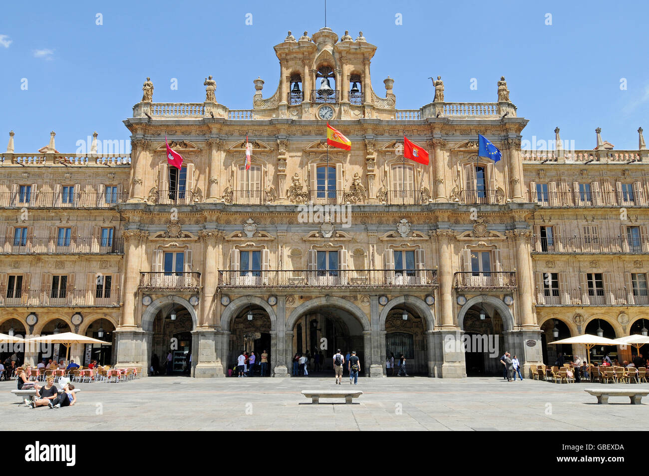 Hôtel de ville, Plaza Mayor, Salamanca, Castilla y León, Espagne Banque D'Images