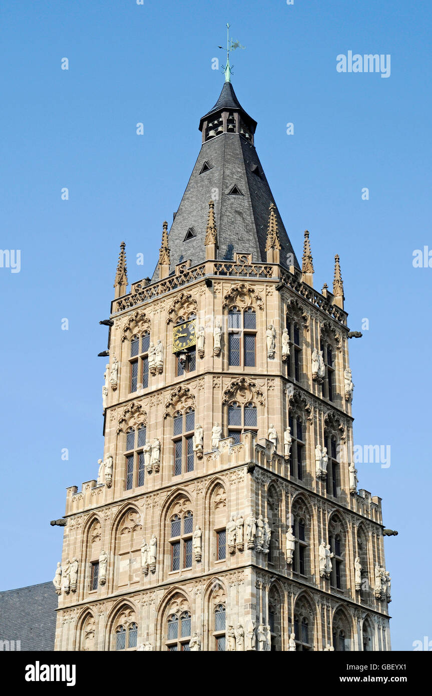Tour de l'Hôtel de ville, hôtel de ville historique, Cologne, Koeln, Rhénanie, Hesse, Allemagne / Köln Banque D'Images