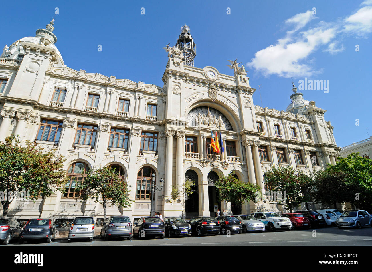 Bâtiment de poste, Place de l'hôtel de ville, Valencia, Espagne, Europe Banque D'Images