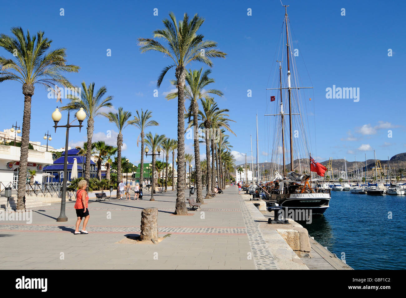 Promenade, port, Carthagène, Région de Murcie, Espagne, Europe Banque D'Images