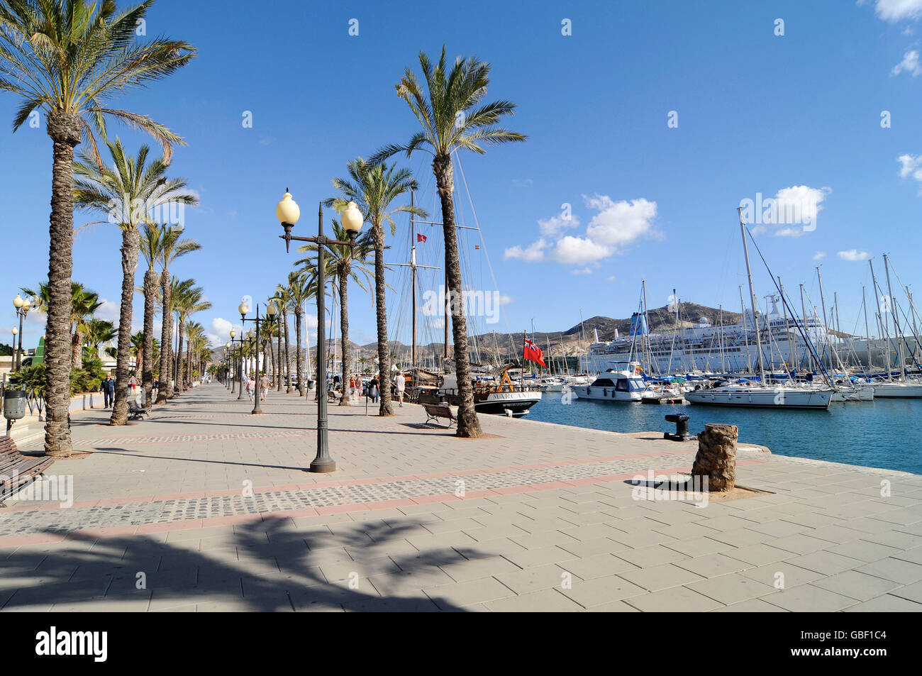 Promenade, port, Carthagène, Région de Murcie, Espagne, Europe Banque D'Images