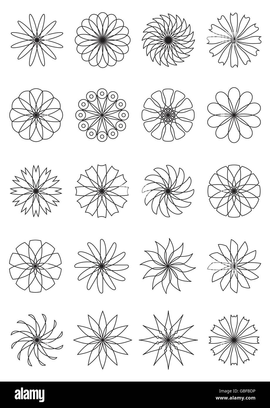 Abstract flower graphiques icons set - vector illustration Illustration de Vecteur