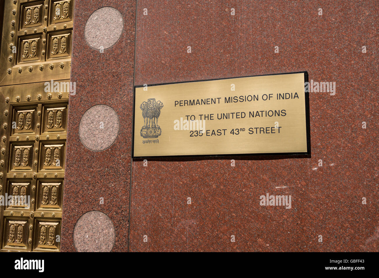 Mission permanente de l'Inde à l'ONU, NEW YORK, USA Banque D'Images