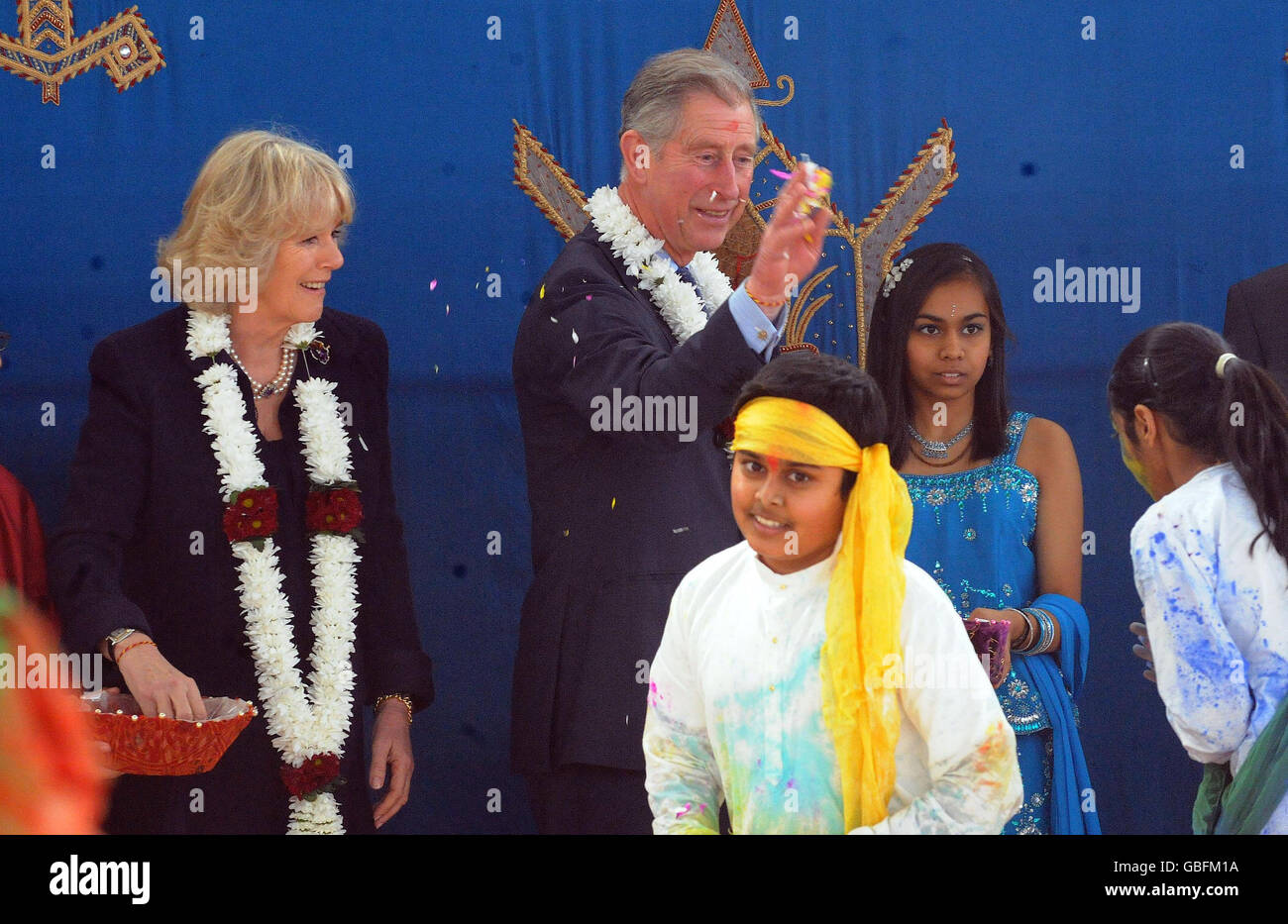 Visite royale à Neasden Temple Banque D'Images