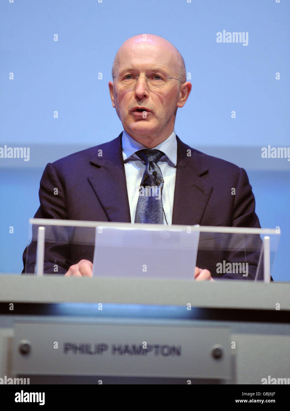 Philip Hampton, président de la Royal Bank of Scotland, lors de la répétition hier de l'AGM RBS, qui a lieu aujourd'hui à l'EICC d'Édimbourg. Banque D'Images