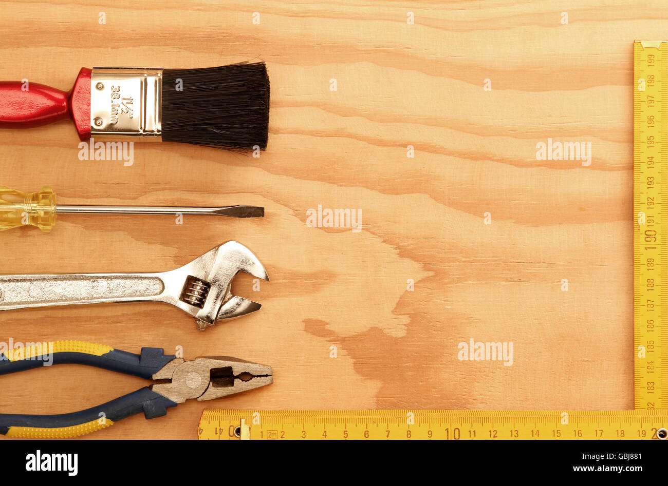 Outils de travail sur bois assortis Banque D'Images