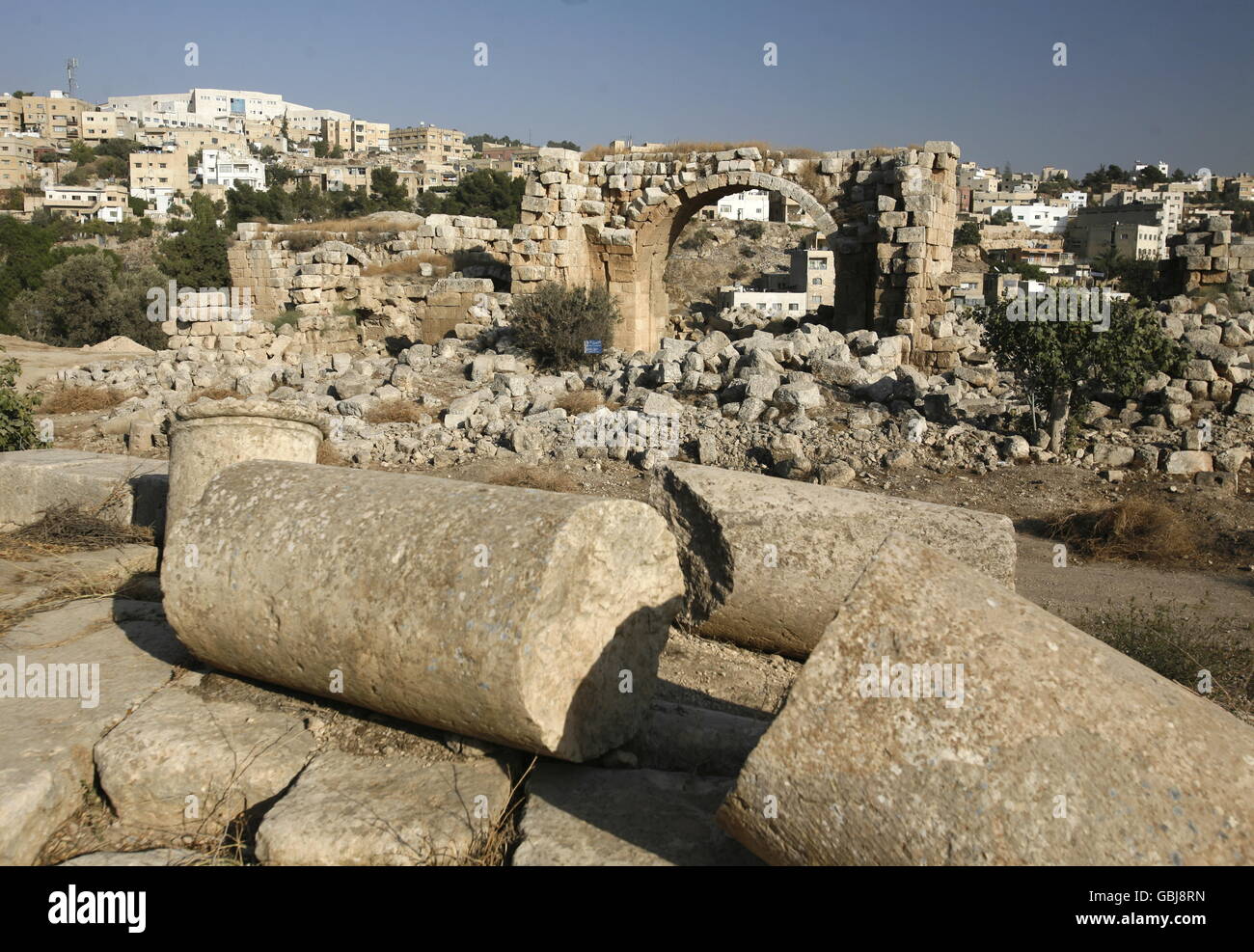 Les vestiges romains de Jerash, au nord d'Amann en Jordanie dans le Moyen-Orient. Banque D'Images