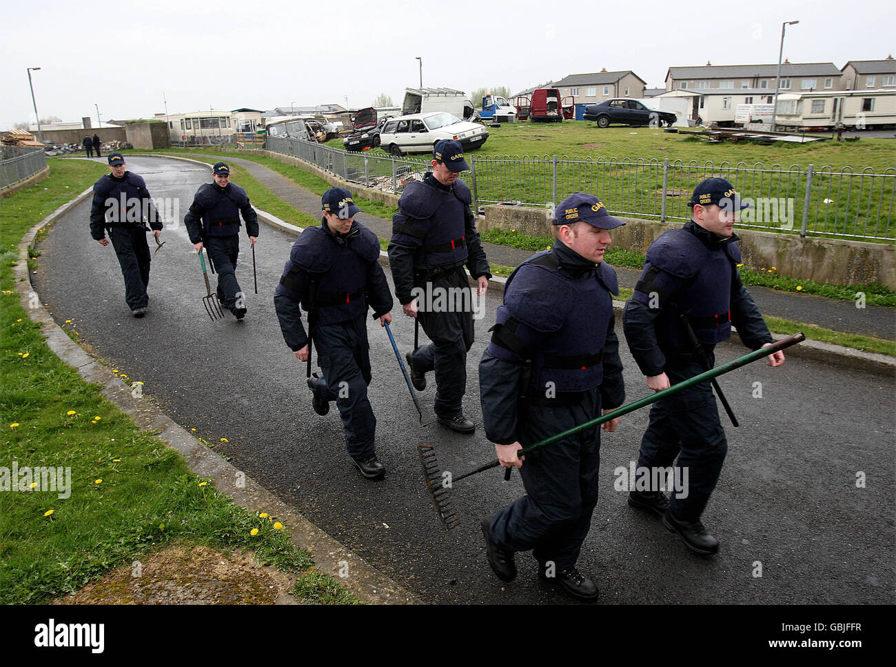 La violence au camp des voyageurs Banque D'Images