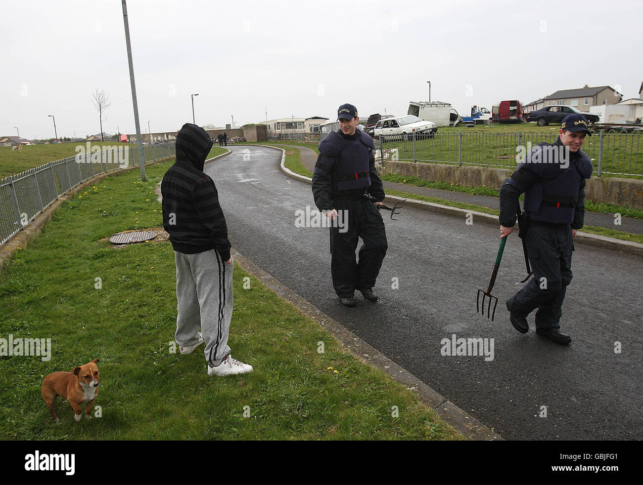 La violence au camp des voyageurs Banque D'Images