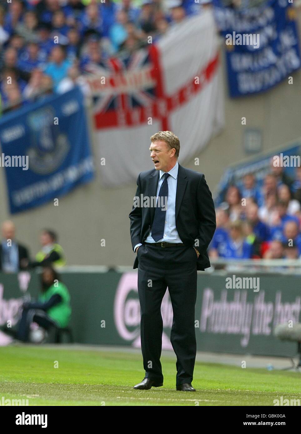 Football - FA Cup - demi-finale - Manchester United / Everton - Wembley Stadium. David Moyes, directeur d'Everton Banque D'Images