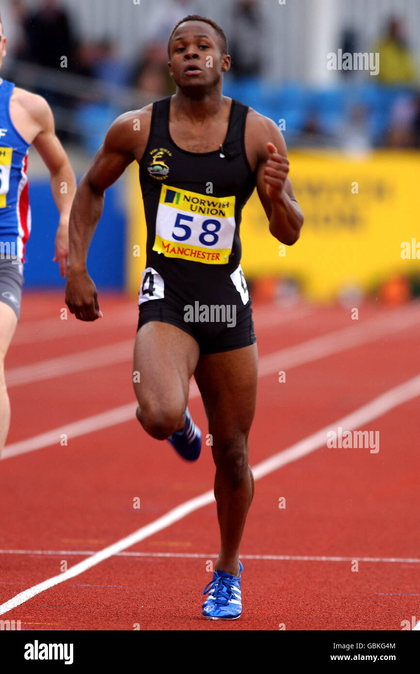 Athlétisme - épreuves olympiques et championnats AAA de l'Union de Norwich - 400m pour hommes - semi-finale. Birchfield Harriers Daniel Caines en action Banque D'Images