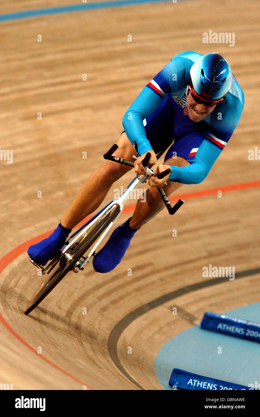 Cyclisme - Jeux Olympiques d'Athènes 2004 - épreuve de temps de 1 km pour hommes - finale. Alois Kankovsky, de la République tchèque, en action Banque D'Images