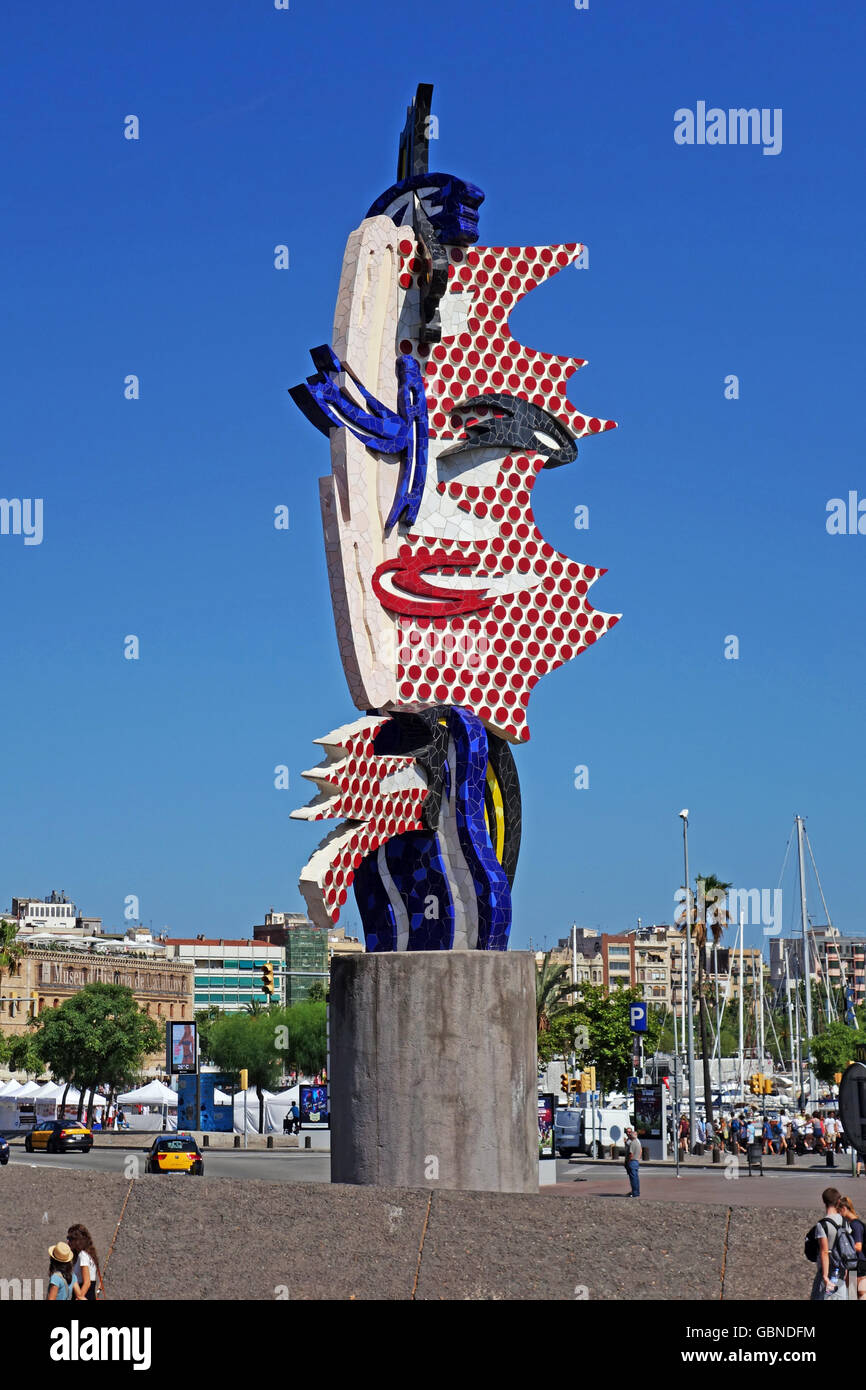 Barcelone, Espagne - 1 août 2015 : El Cap de Barcelone (la tête de Barcelone) - une sculpture surréaliste à Barcelone, Espagne Banque D'Images