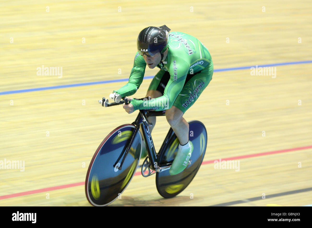 Paralympiques - coupe du monde paralympique BT - première journée - Manchester.Cathal Miller d'Irlande lors des qualifications pour la poursuite DE 4 KM au Vélodrome de Manchester pendant la coupe du monde paralympique BT, Manchester. Banque D'Images