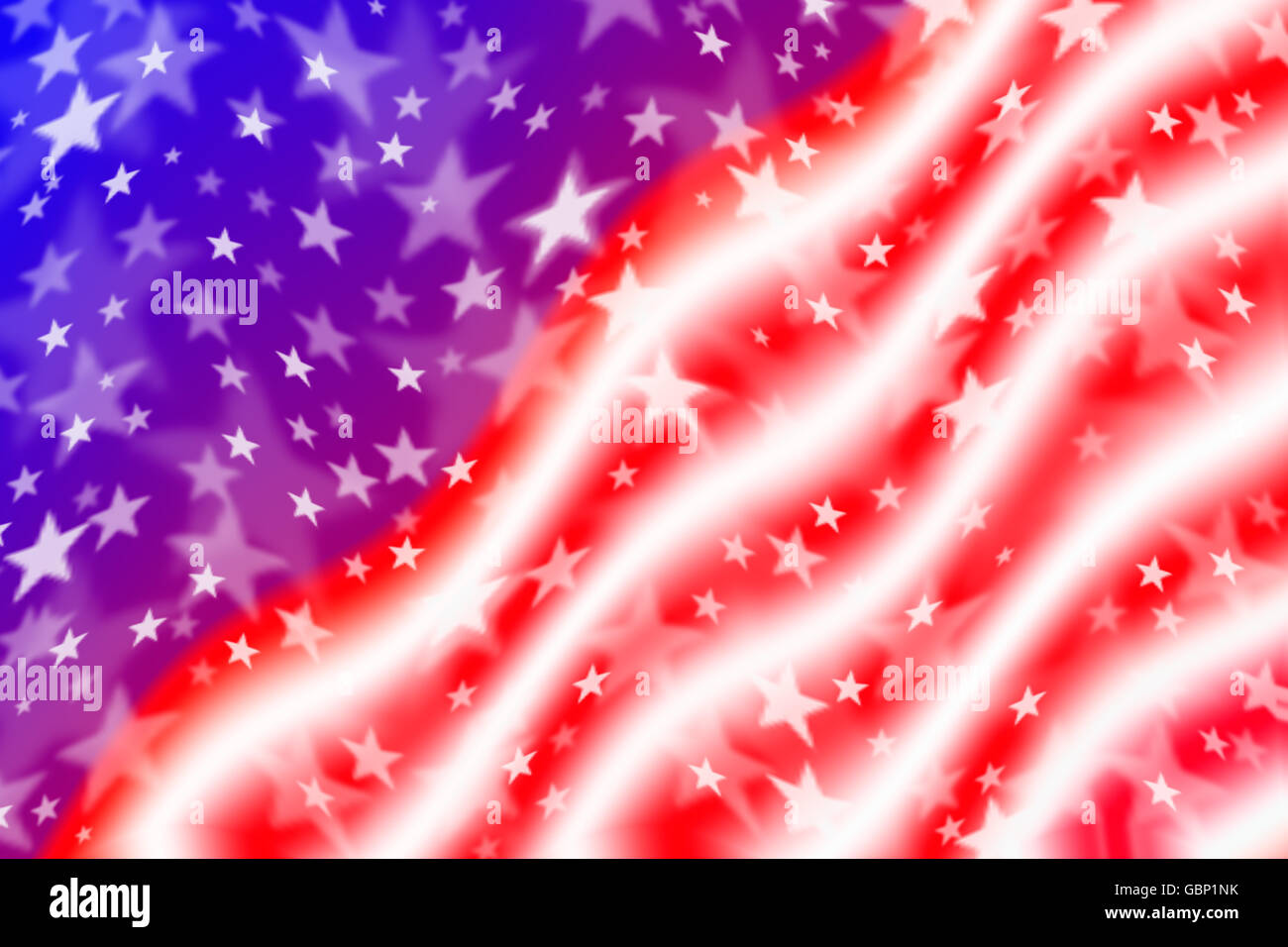 Brandissant le drapeau américain. Drapeau américain dans le vent. Background du 4 juillet Banque D'Images