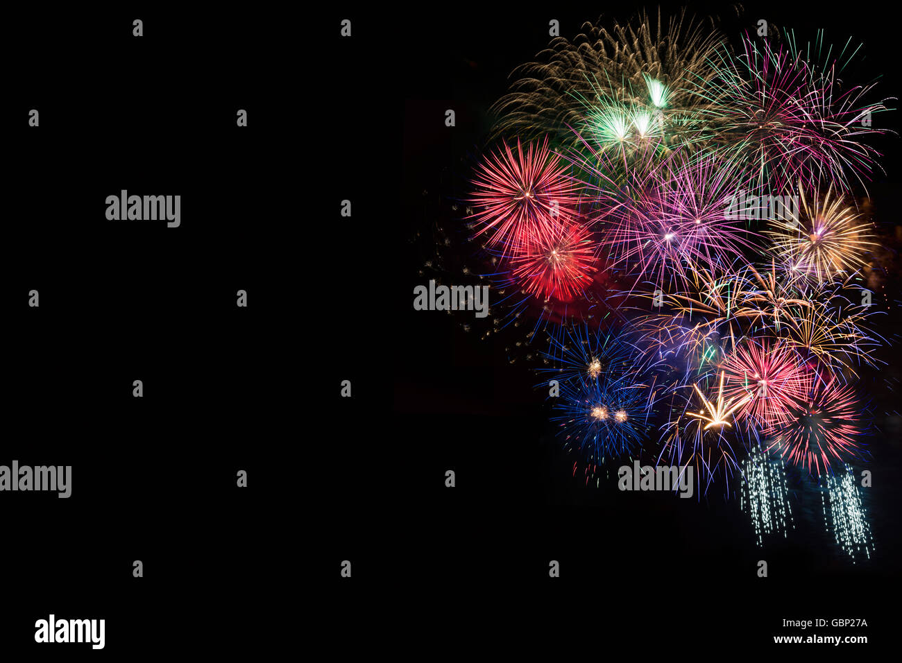 Celebration fireworks mousseux, copiez l'espace. Le jour de l'indépendance, 4 juillet vacances salute. Nouvelle Année belle célébration firew Banque D'Images