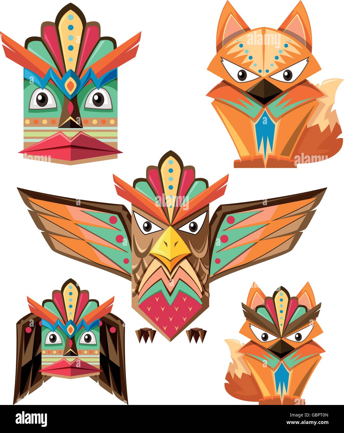 Download La Conception D Un Totem Avec Des Animaux Illustration Image Vectorielle Stock Alamy