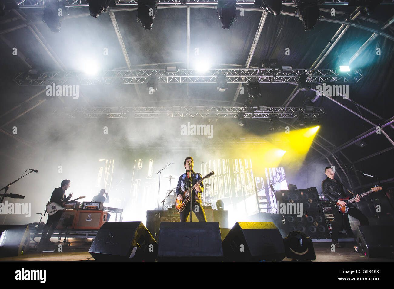 Manchester, UK. 7 juillet 2016 - Kelly Jones, Richard Jones, Adam Zindani et Jamie Morrison du Stereophonics, effectuer au Bol Castlefield à Manchester dans le cadre de la musique de sons de la ville, l'événement 2016 Credit : Myles Wright/ZUMA/Alamy Fil Live News Banque D'Images