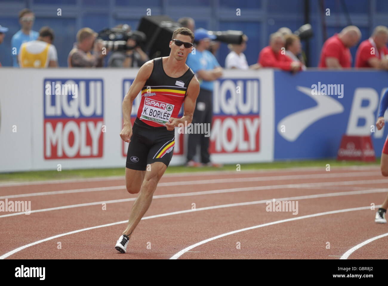 Amsterdam, Pays-Bas : 7 juillet, 2016 L'Anglais Tim Burton dans sa demi-finale du 400 m haies hommes Crédit : Laurent Locevaphotos Lairys / agence / Alamy Live News Banque D'Images