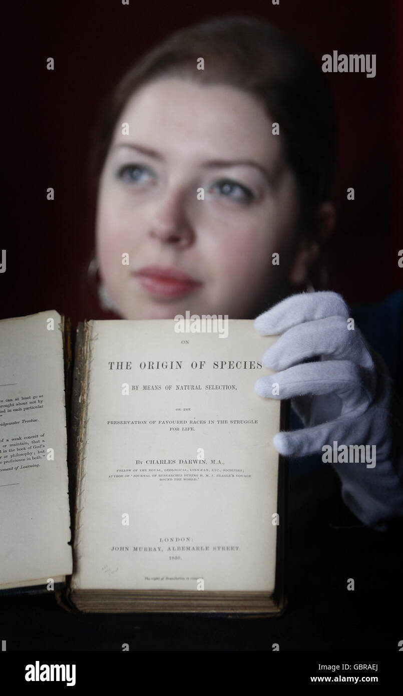 Darwin's - l'origine des espèces première édition vente aux enchères Banque D'Images