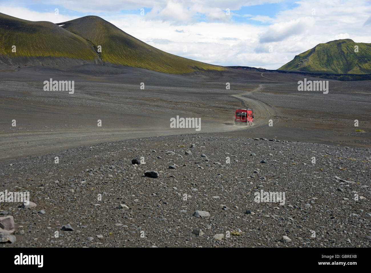 Camping-, Paysage, F208, parc national de Fjallabak, Islande Banque D'Images