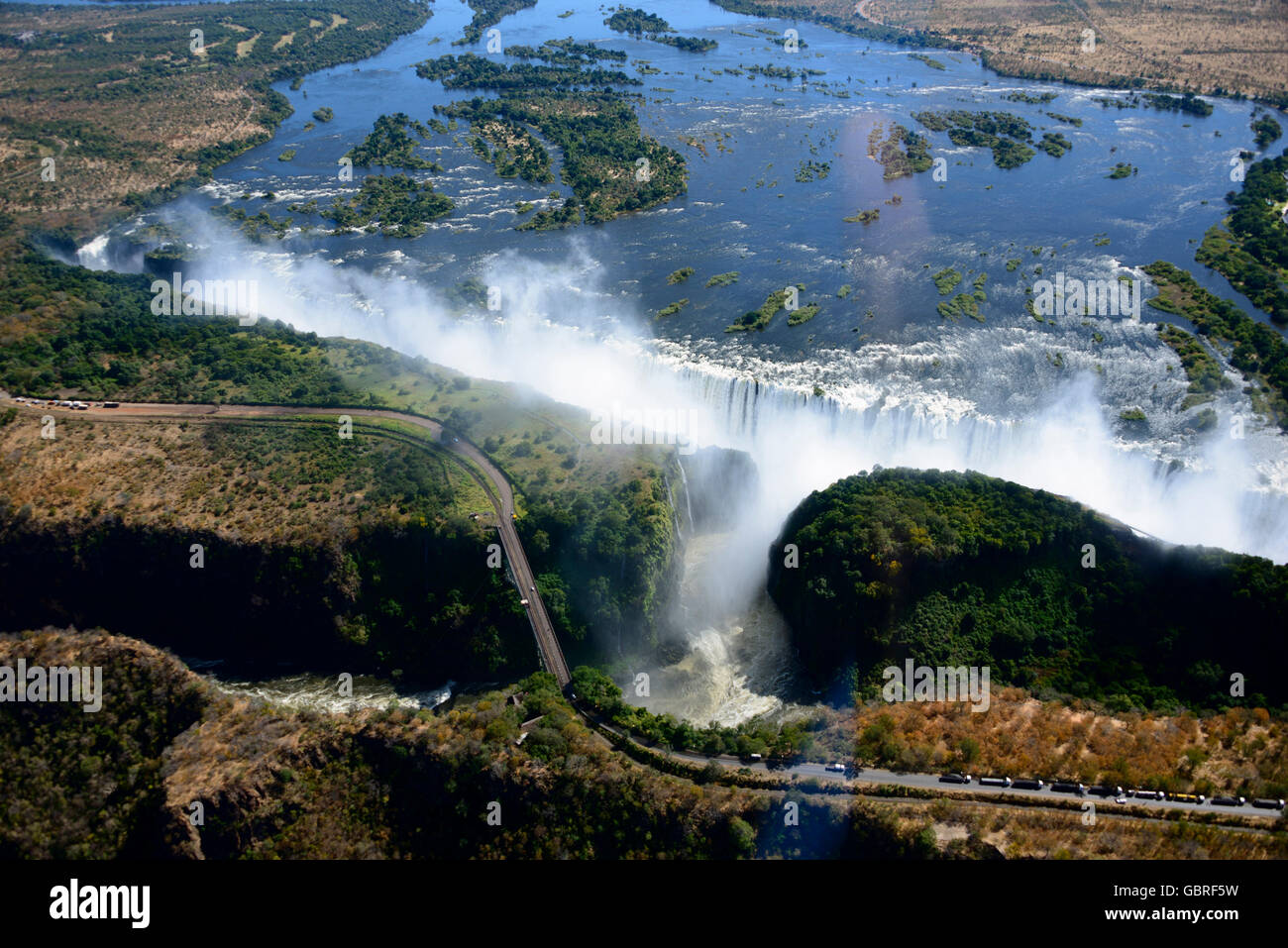 Fleuve Zambèze, chutes Victoria, Zambie et Zimbabwe Banque D'Images