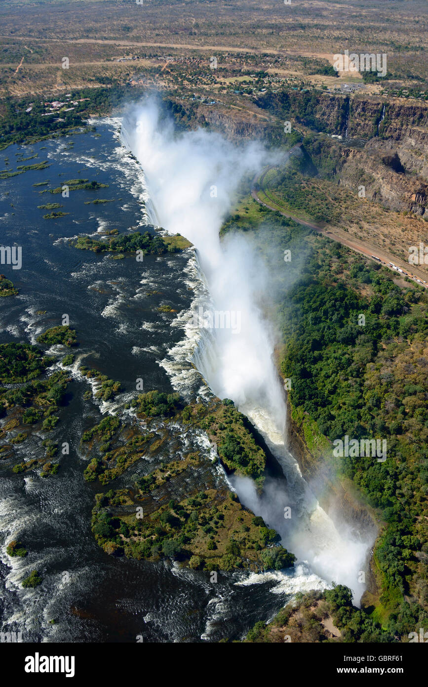 Fleuve Zambèze, chutes Victoria, Zambie et Zimbabwe Banque D'Images