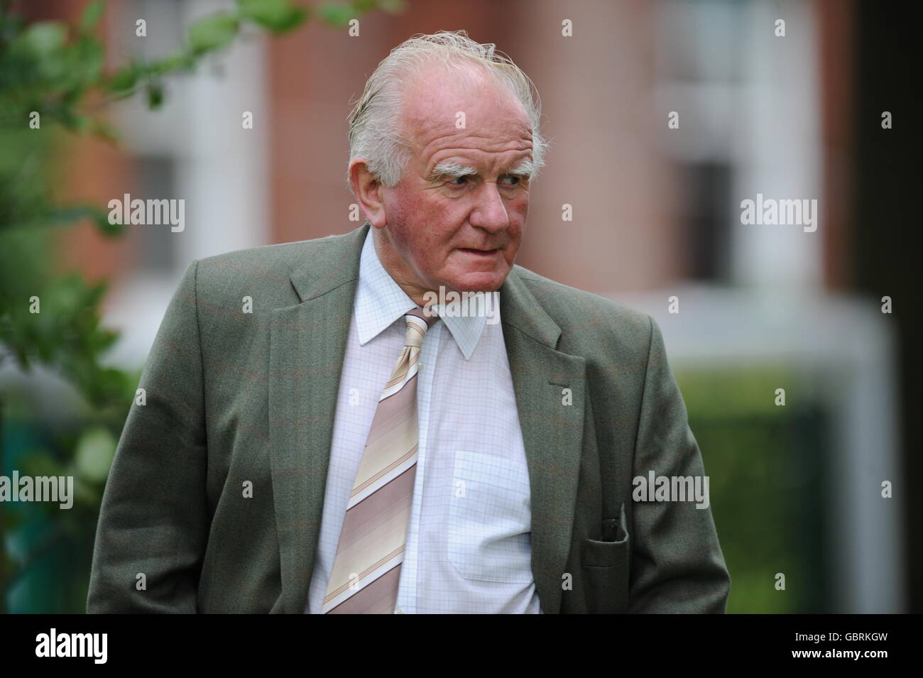 Courses hippiques - Hippodrome de Haydock Park. John Bradley, formateur Banque D'Images