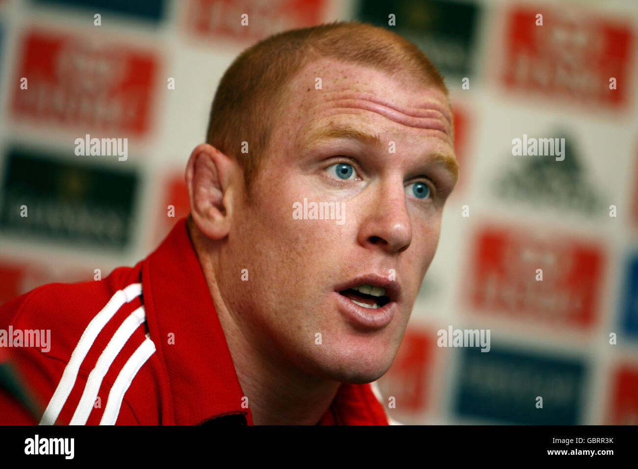 Le capitaine Lions Paul O'Connell lors d'une conférence de presse à l'hôtel Protea, Durban, Afrique du Sud. Banque D'Images