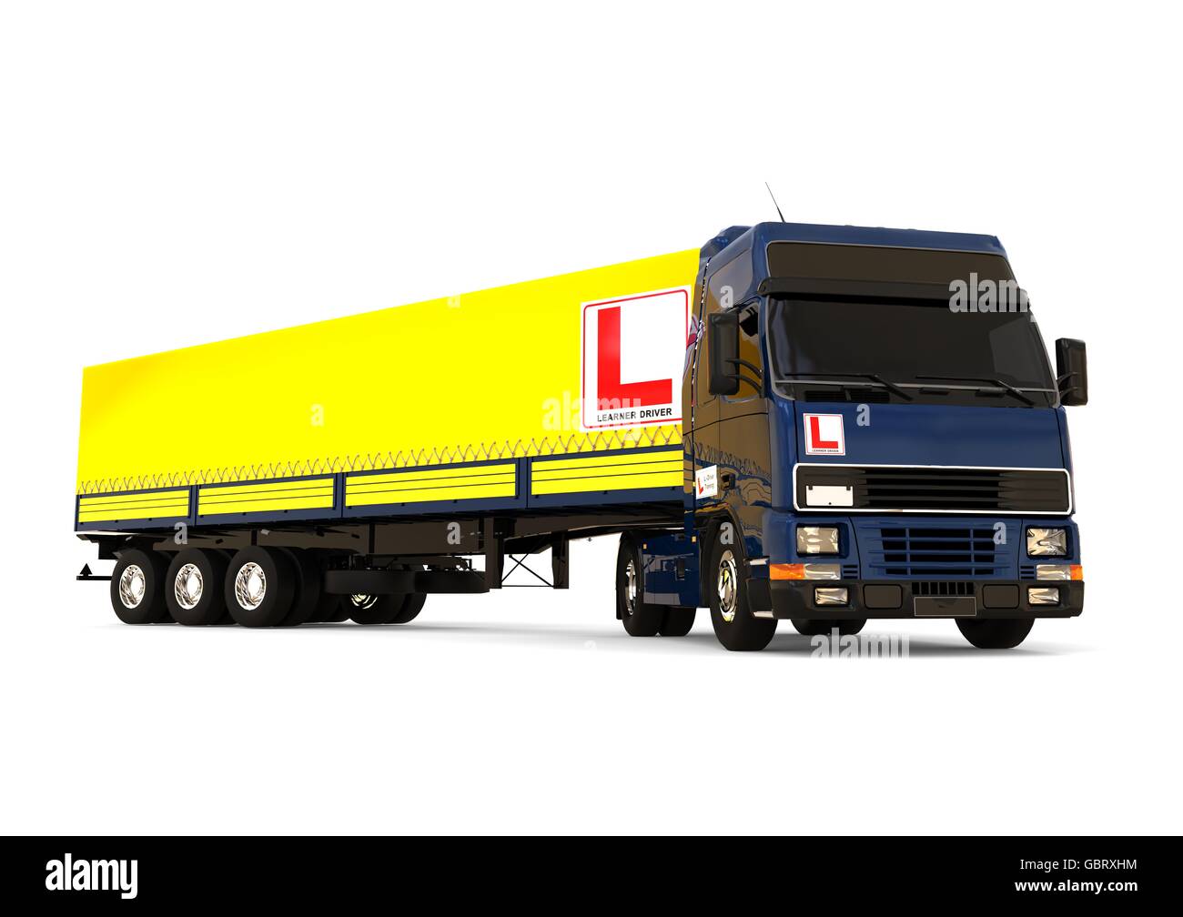 L'image de rendu 3D représentant une école de conduite de camion concept / Concept d'école de conduite de camion Banque D'Images